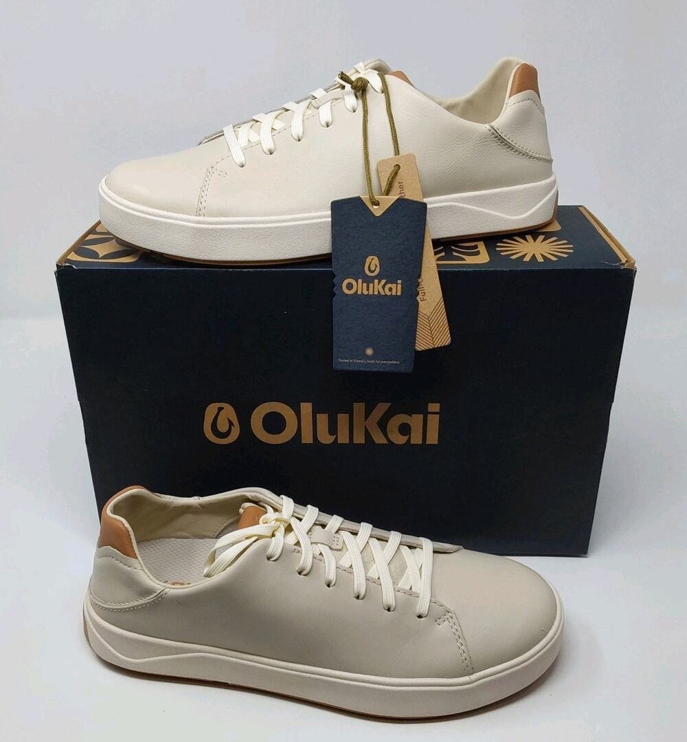 OluKai Lae'ahi Li 'Ili Men's 8.5 Tapa Leather Waterproof Sneakers 10455 NIB